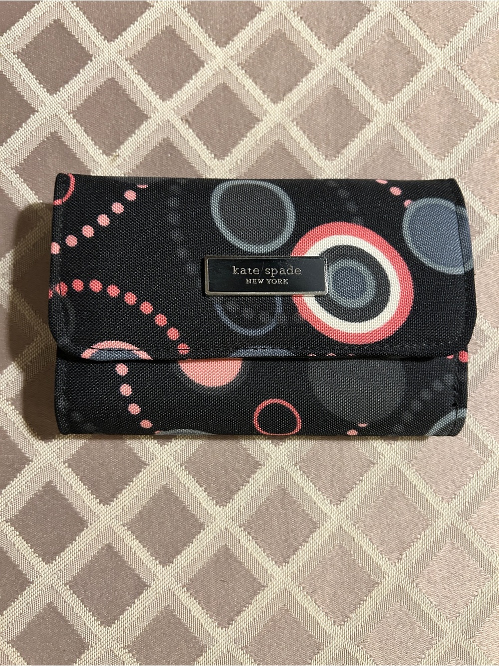 kate spade Black Multi Circle Print Wallet
